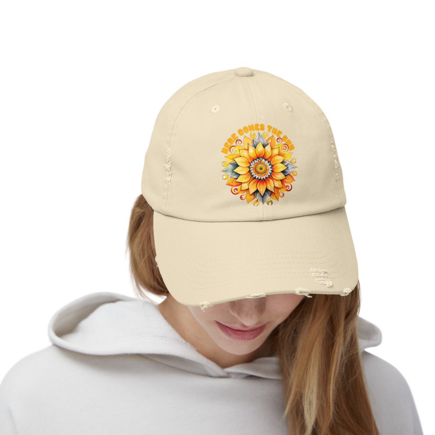 Here Comes the Sun Unisex Distressed Cap