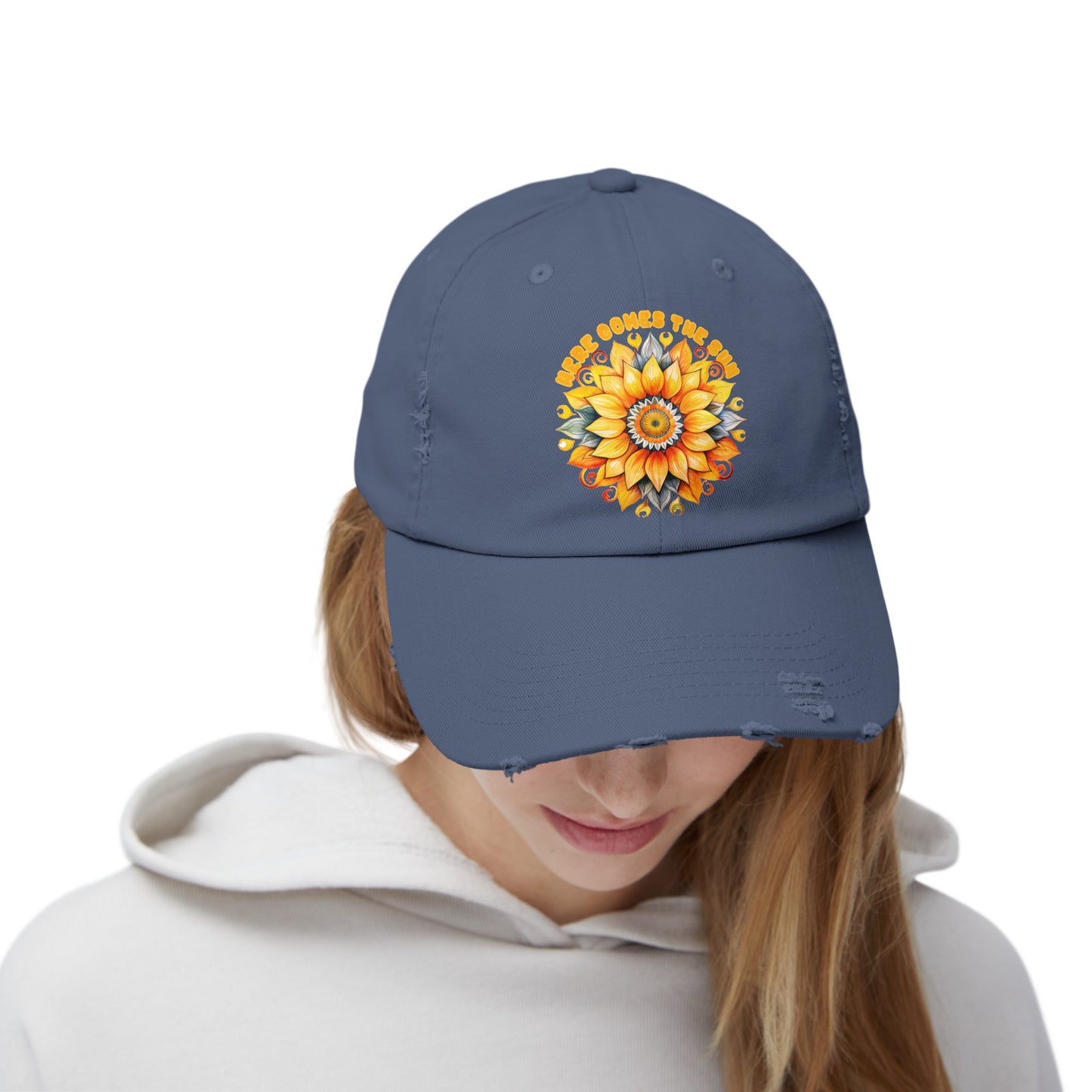 Here Comes the Sun Unisex Distressed Cap