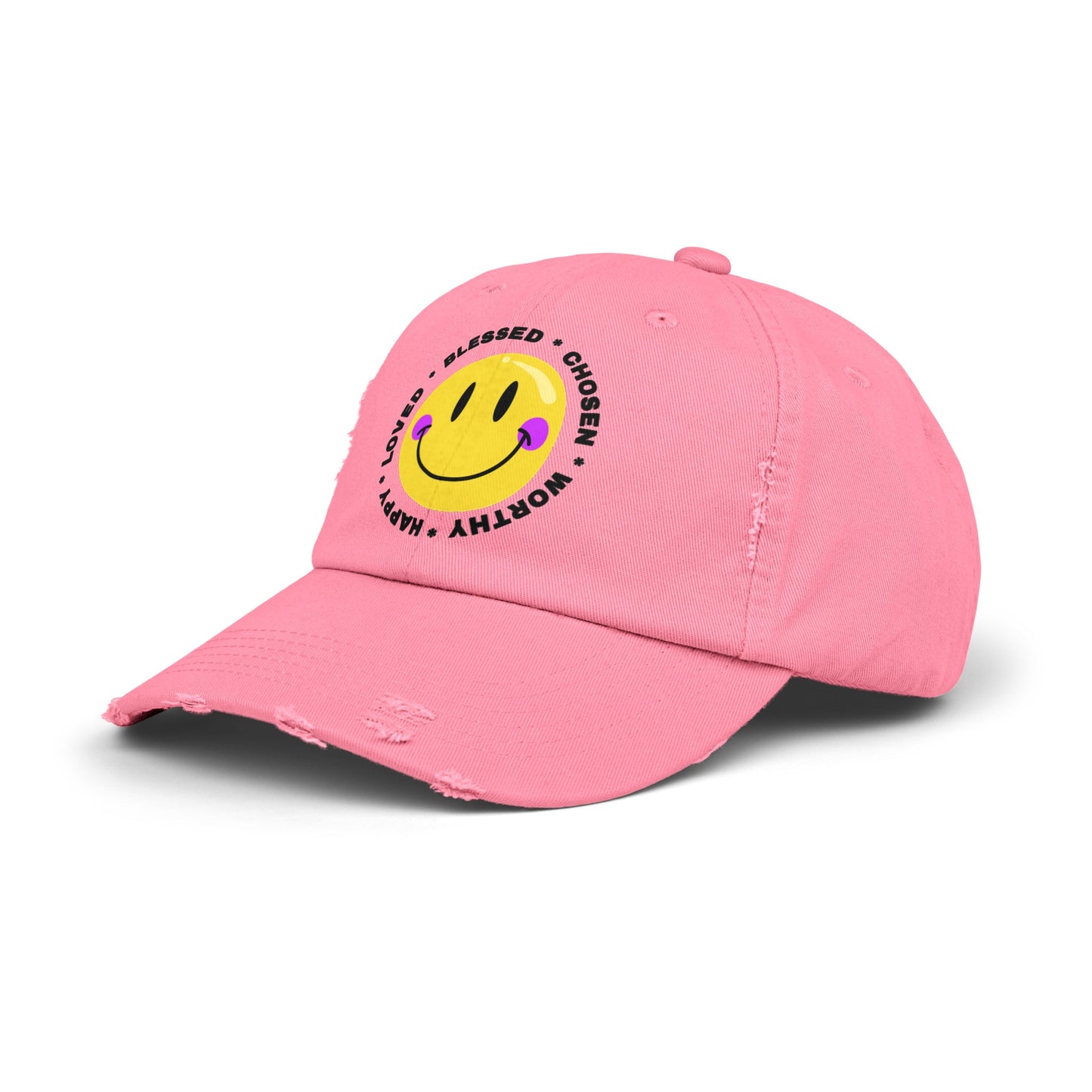 I Am Blessed with Smiley Face Sun Unisex Distressed Cap