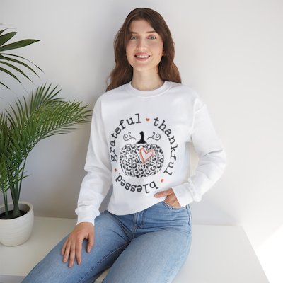 Grateful, Thankful, Blessed Pumpkin: Unisex Heavy Blend™ Crewneck Sweatshirt