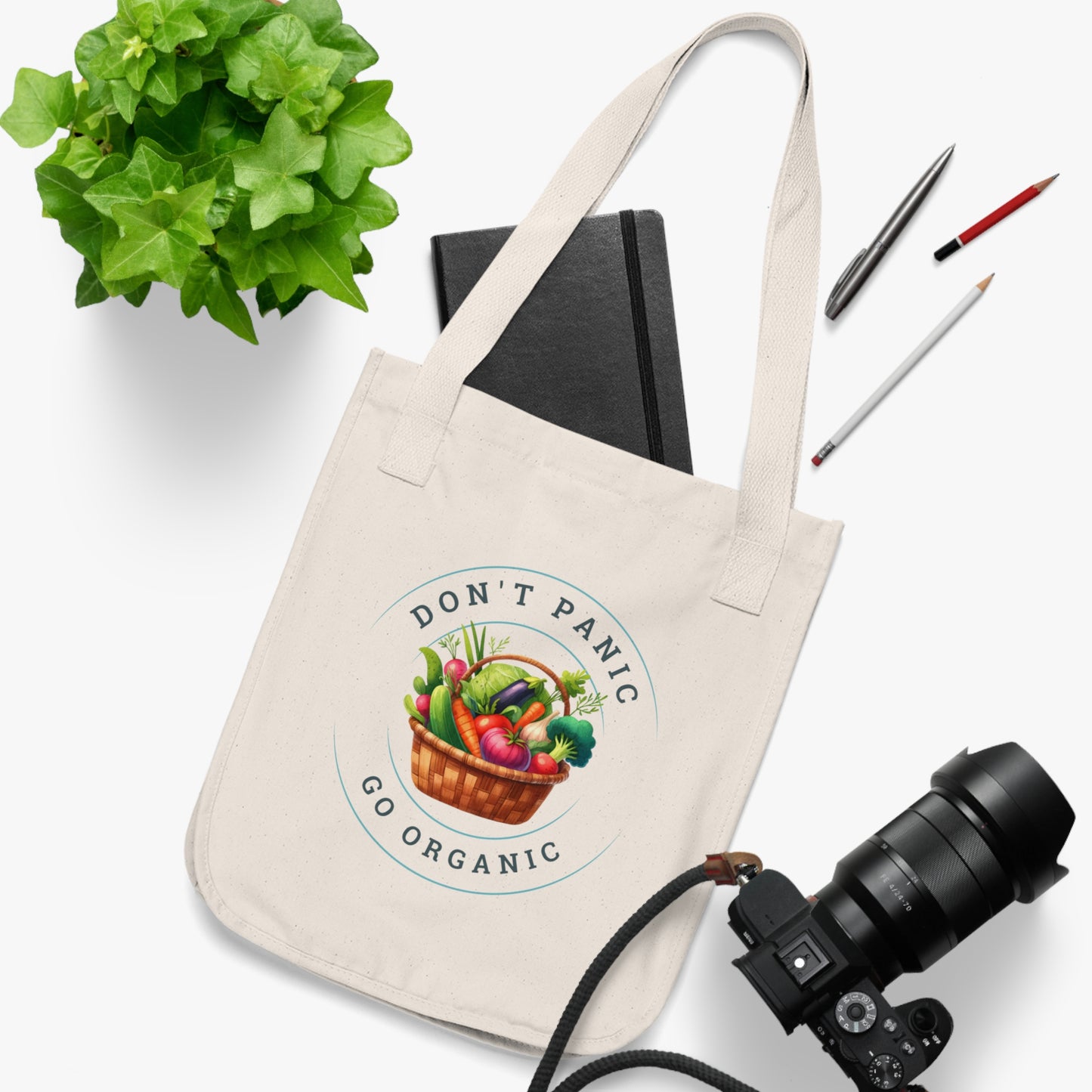 Don't Panic. Go Organic. - Organic Cotton Canvas Tote Bag