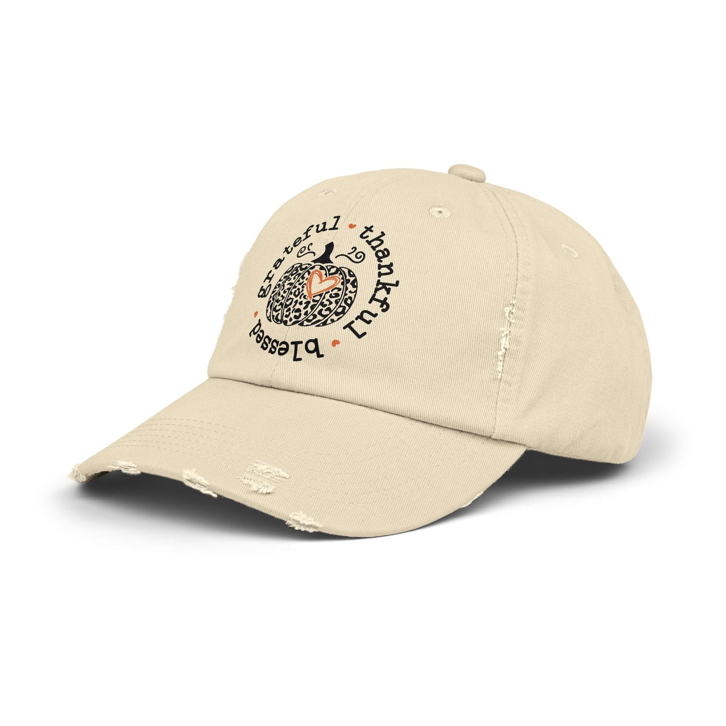 Grateful, Thankful, Blessed Pumpkin Distressed Cap