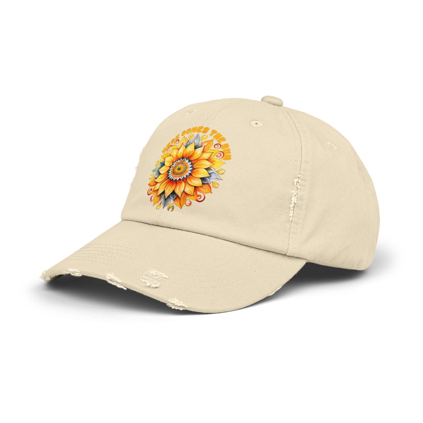 Here Comes the Sun Unisex Distressed Cap