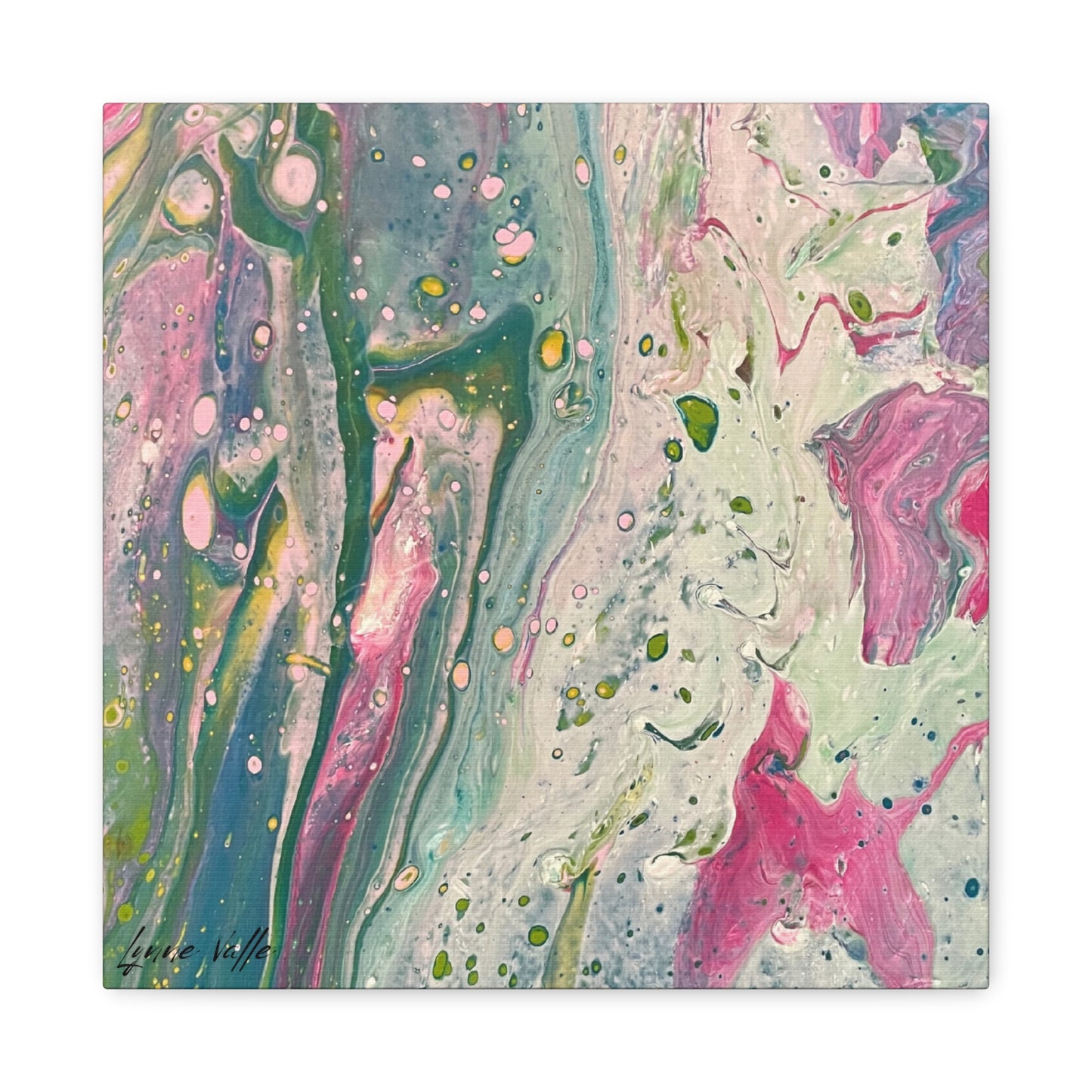 14"x14" - "God's Peace Will Reign" - Abstract Prophetic Fluid Art Canvas Print — Matte Stretched Wall Art