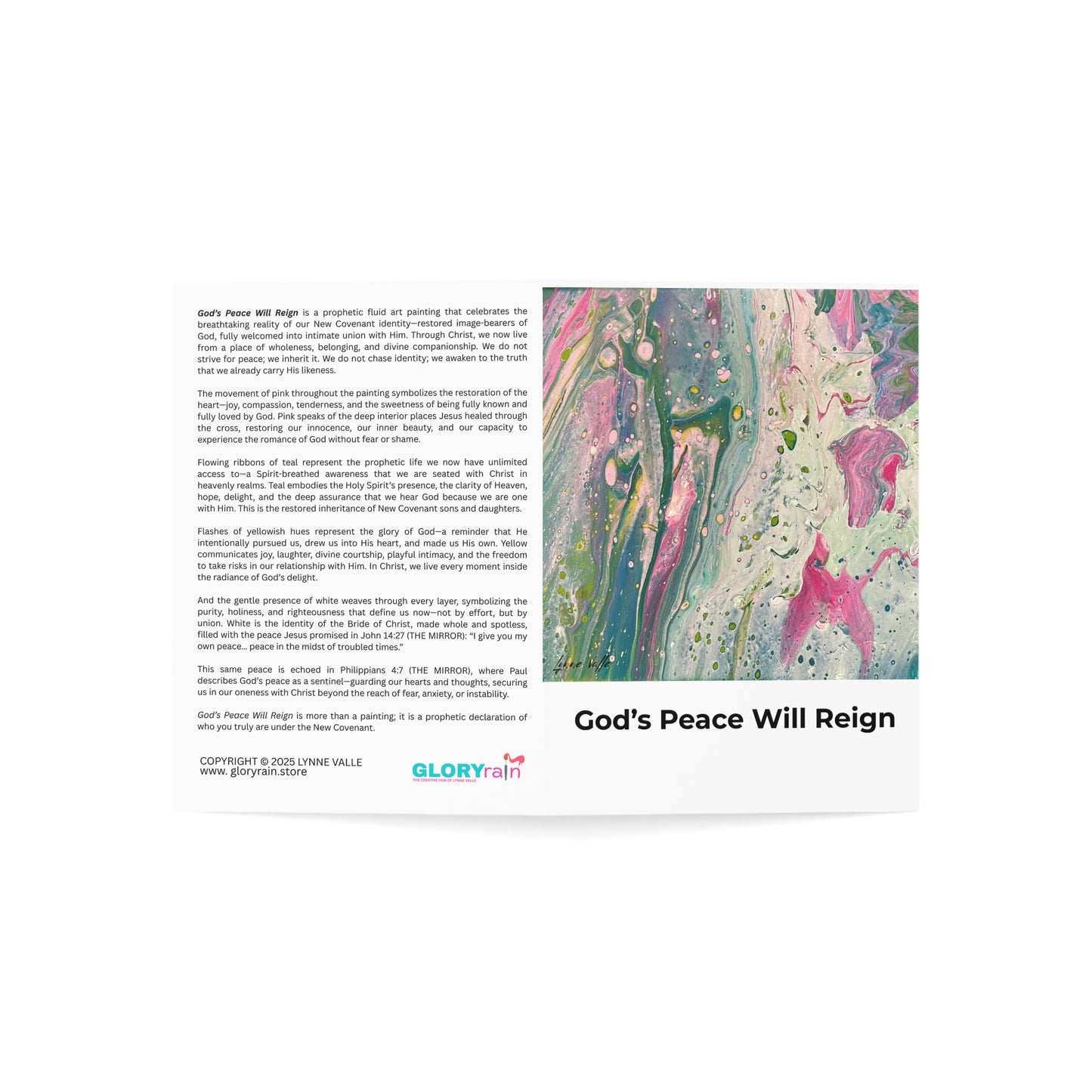 “God’s Peace Will Reign” Prophetic Fluid Art Greeting Cards (Pack of 10)