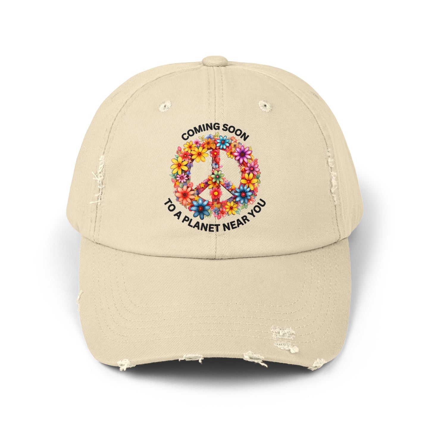 Peace Coming Soon To A Planet Near You Unisex Distressed Cap