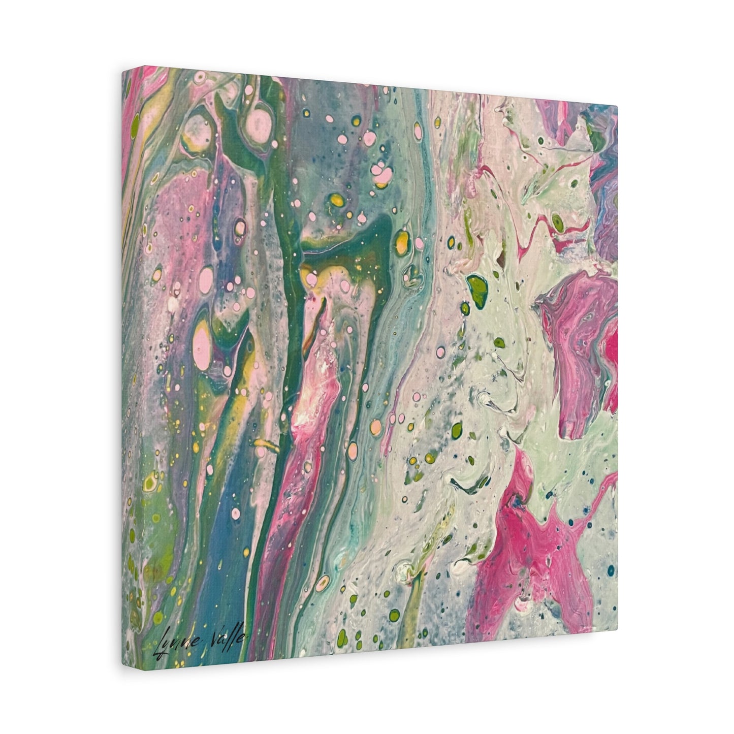 14"x14" - "God's Peace Will Reign" - Abstract Prophetic Fluid Art Canvas Print — Matte Stretched Wall Art
