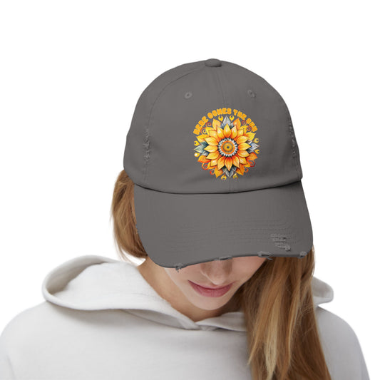 Here Comes the Sun Unisex Distressed Cap
