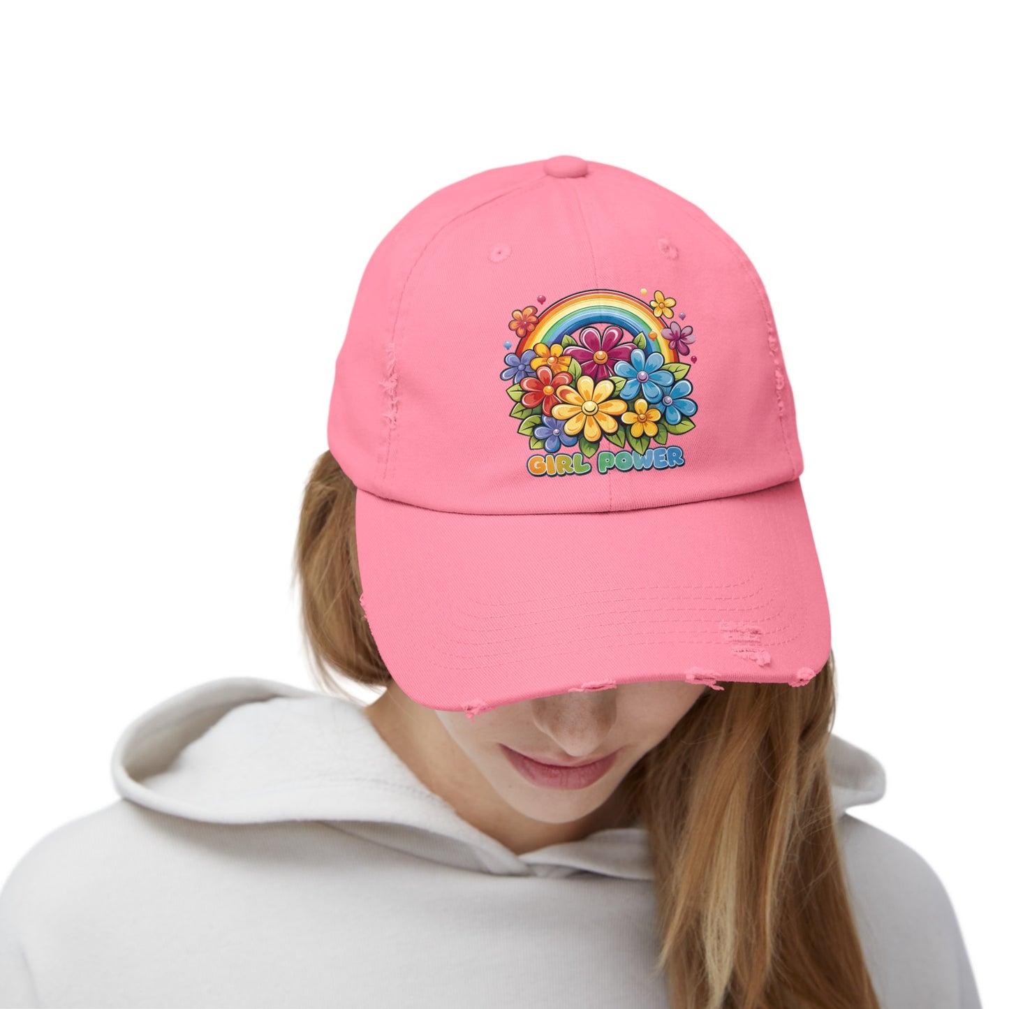 Girl Power Unisex Distressed Cap