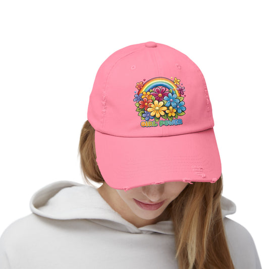 Girl Power Unisex Distressed Cap