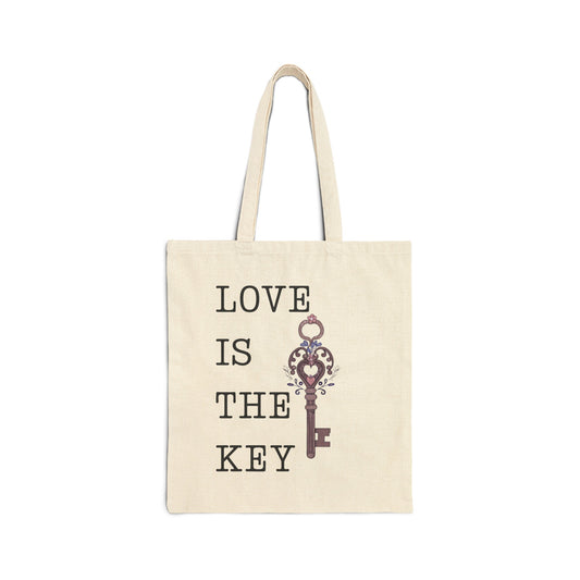 Love is the Key Cotton Canvas Tote Bag