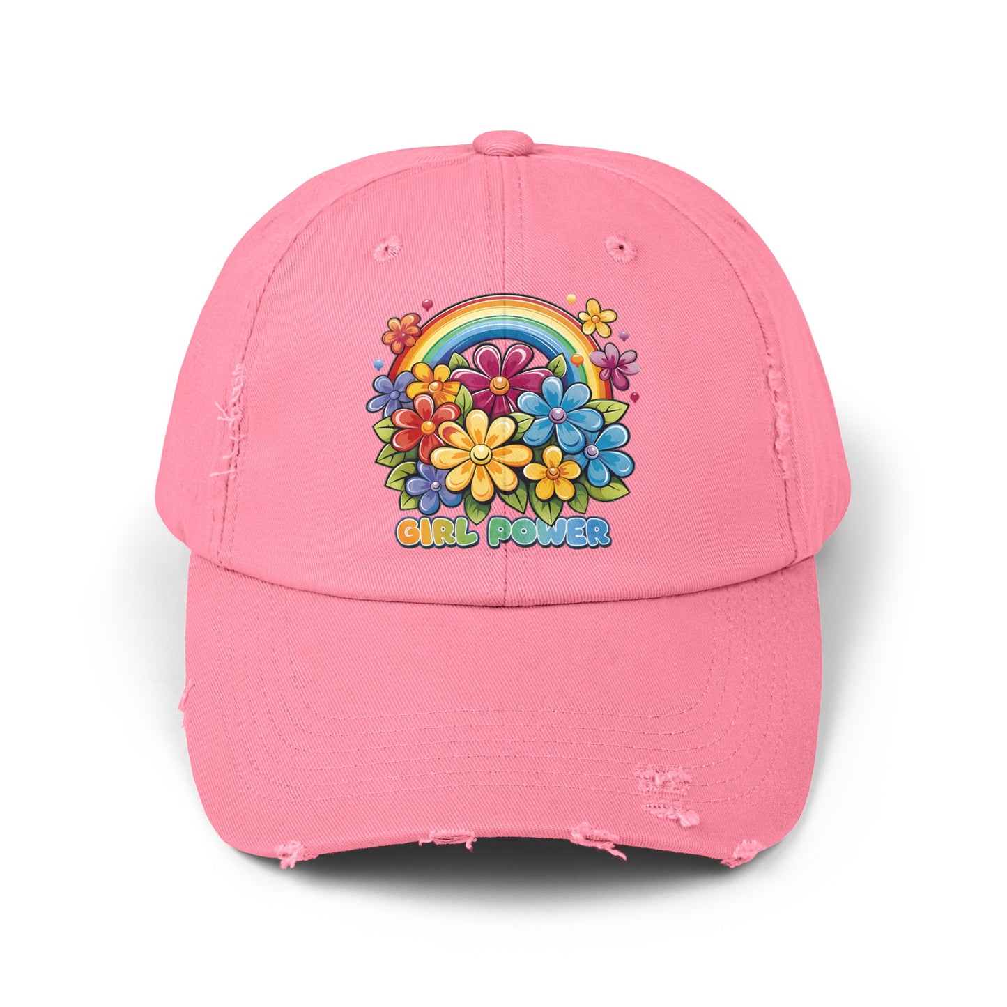 Girl Power Unisex Distressed Cap