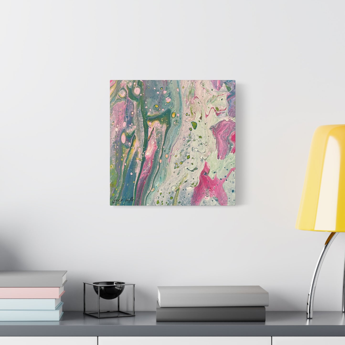 14"x14" - "God's Peace Will Reign" - Abstract Prophetic Fluid Art Canvas Print — Matte Stretched Wall Art