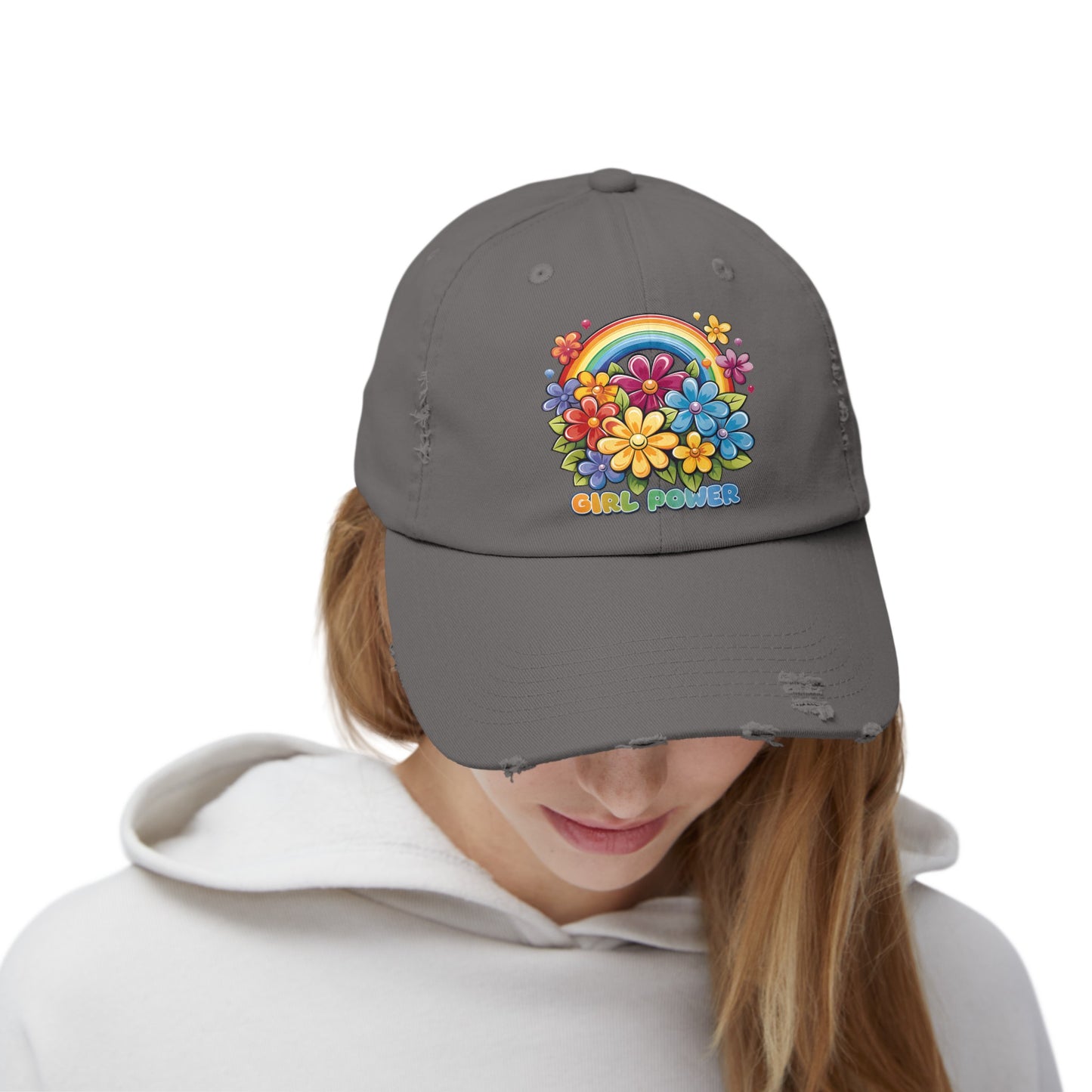 Girl Power Unisex Distressed Cap