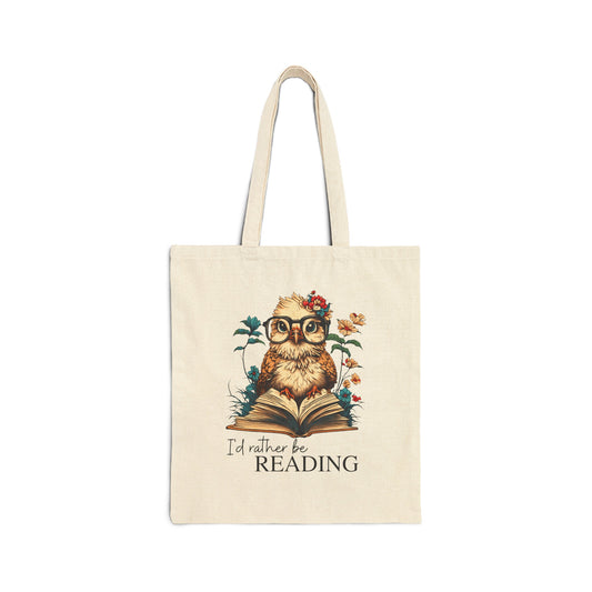 I'd Rather Be Reading Cotton Canvas Tote Bag