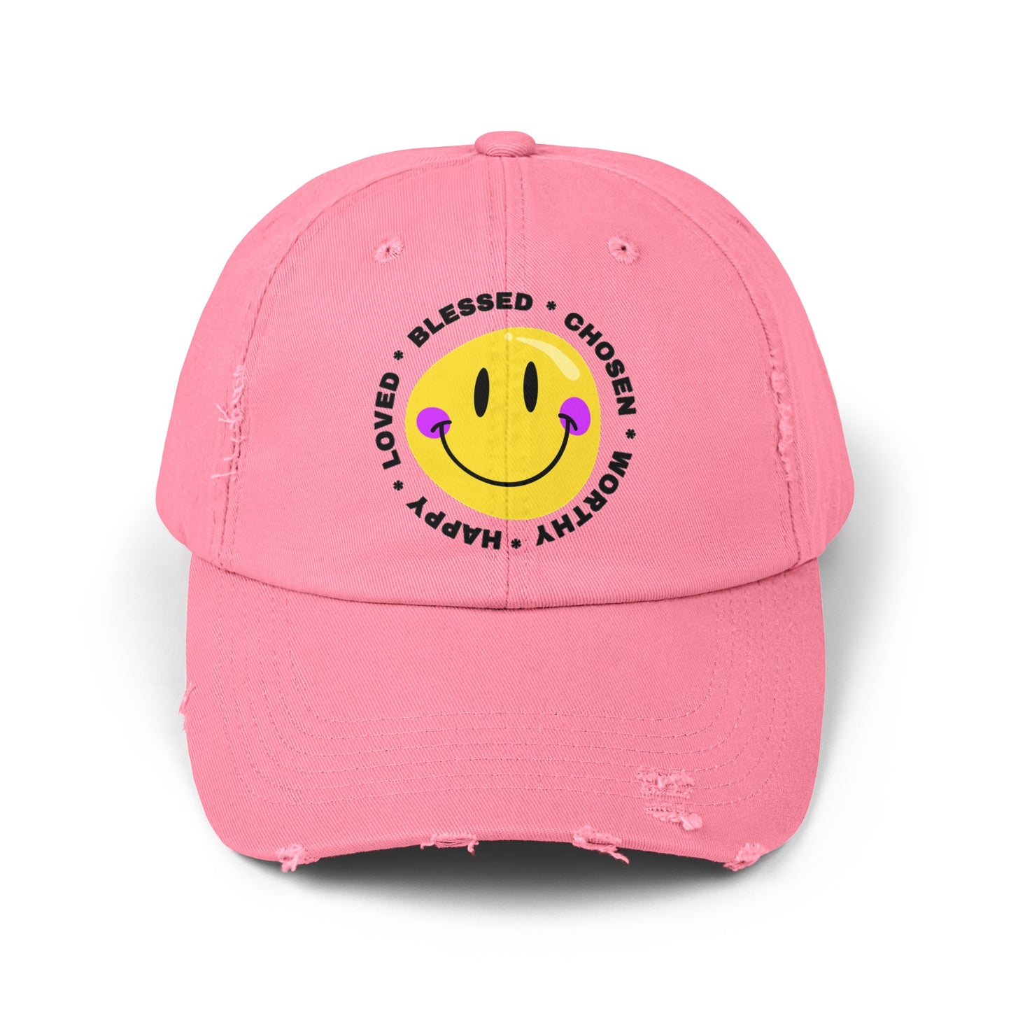 I Am Blessed with Smiley Face Sun Unisex Distressed Cap