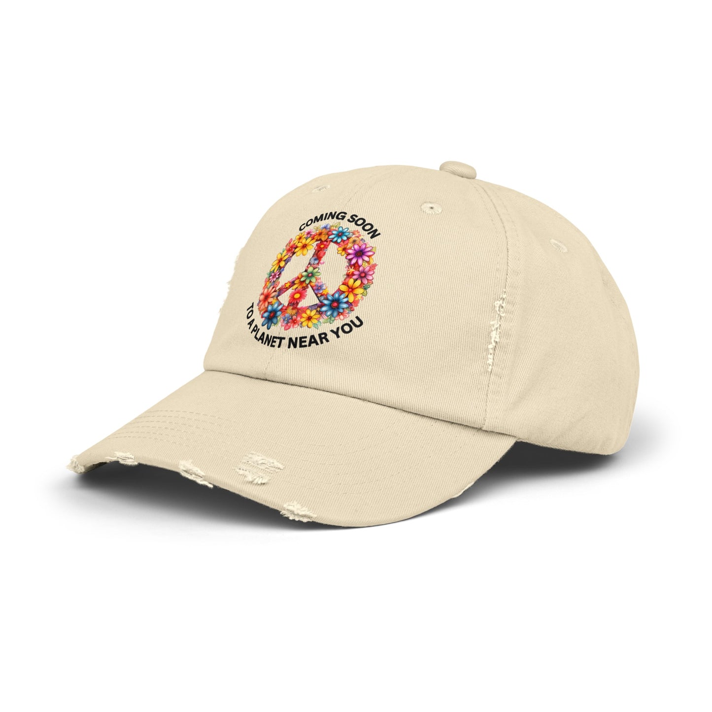 Peace Coming Soon To A Planet Near You Unisex Distressed Cap
