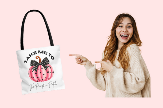 Take Me To The Pumpkin Patch (Pink) Fashion Tote Bag
